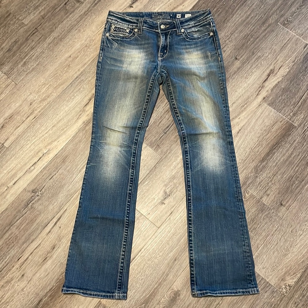 Miss Me Jeans Boot #JW5374B Size 30 Blue Jeans Studded Embellished Pockets